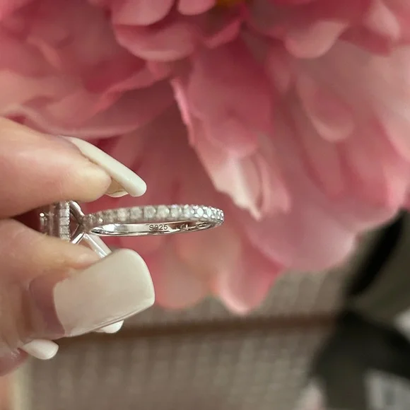 2 Carat Princess Moissanite Diamond Ring Set 5 - Picture 11 of 11